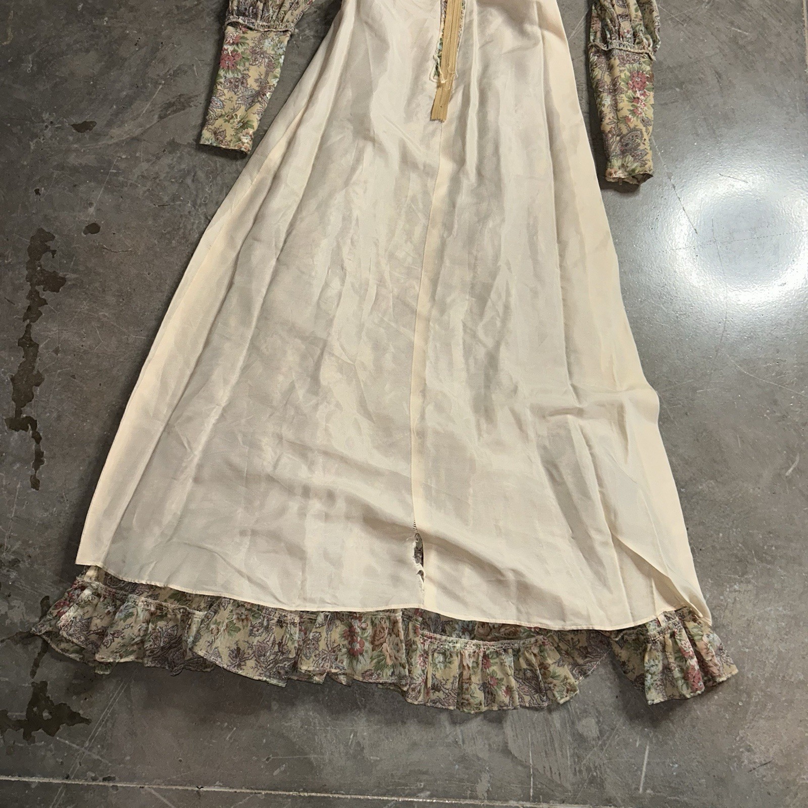 VTG 1970s XS Gunne Sax Grail Lace Hooded Floral Prairie Maiden Dress Sz 7