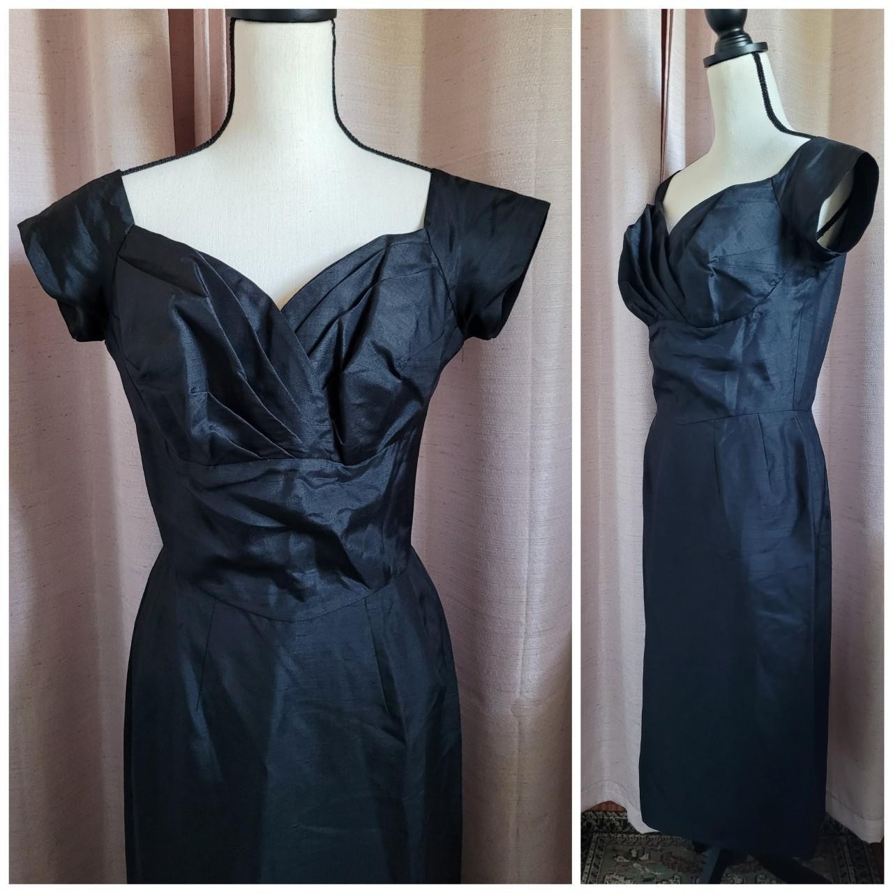 Vintage 1950s Cocktail Dress By Syano/ Black/ Classic/ Pinup/ Rockabilly/ Swing
