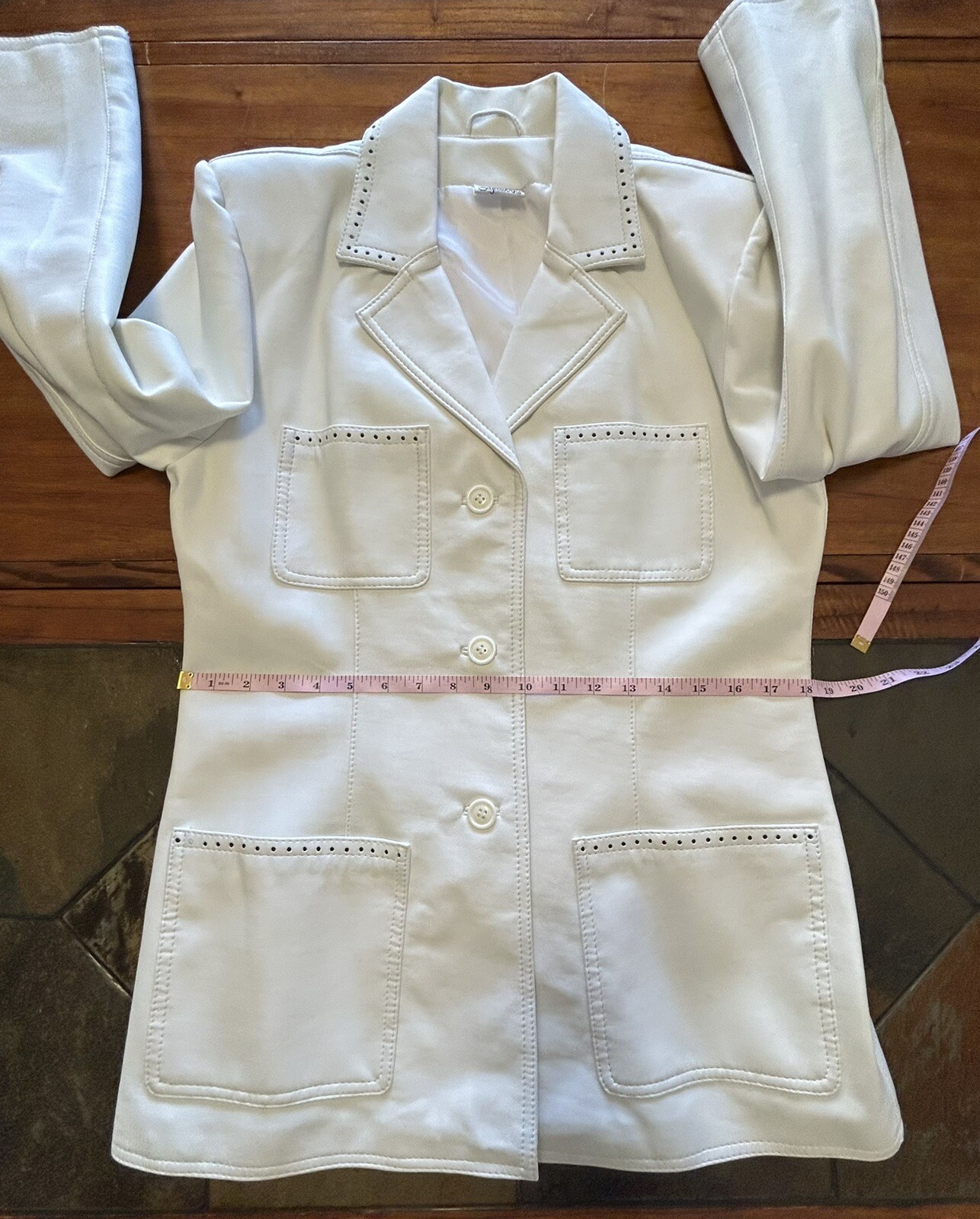 VTG 80s/90s STYLEWORKS 2 Pc White Glam Pleather Jacket Sz 12 Crop Tank Top Sz 14