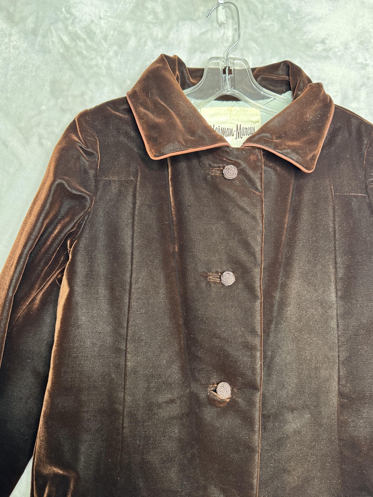 Vintage Neiman Marcus Velvet Coat Overcoat Womens Size Unknown Brown 50s 60s