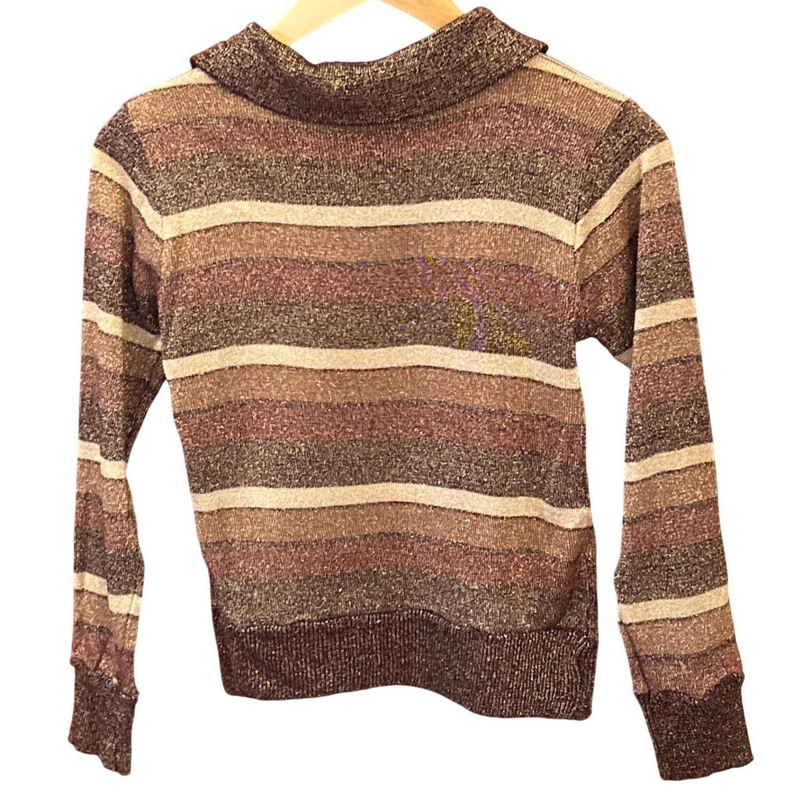 Vintage Licorice X Striped Knit Sweater 70s Disco Retro Earth Tones Metallic