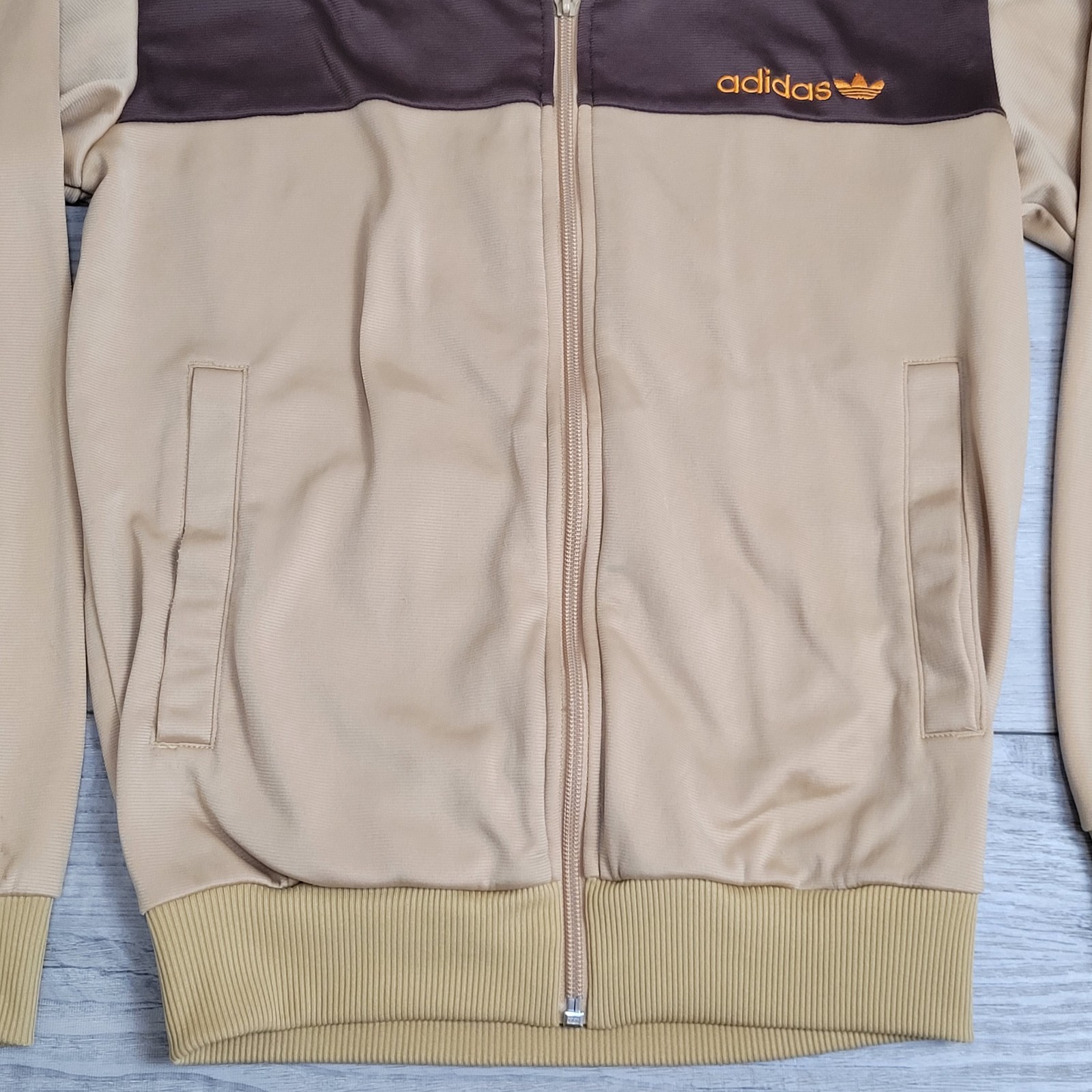 Vintage Adidas Originals Track Jacket Mens XS Brown Colorblock Trefoil Y2K 2005