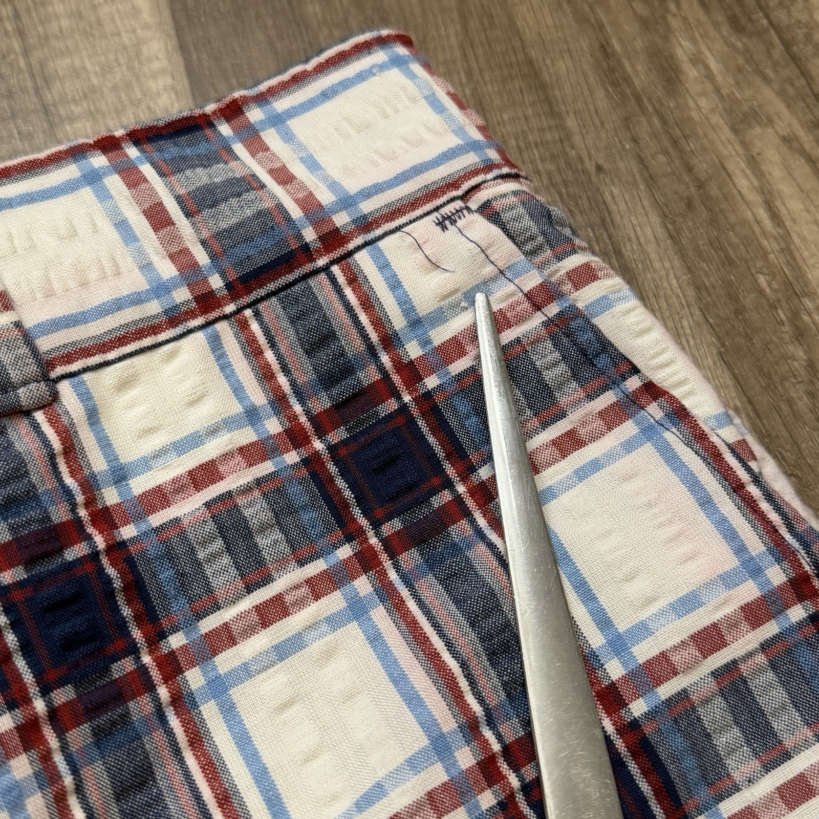 Vintage 70s Levis Panatela Plaid Seersucker Flare Pants Mens 30×33