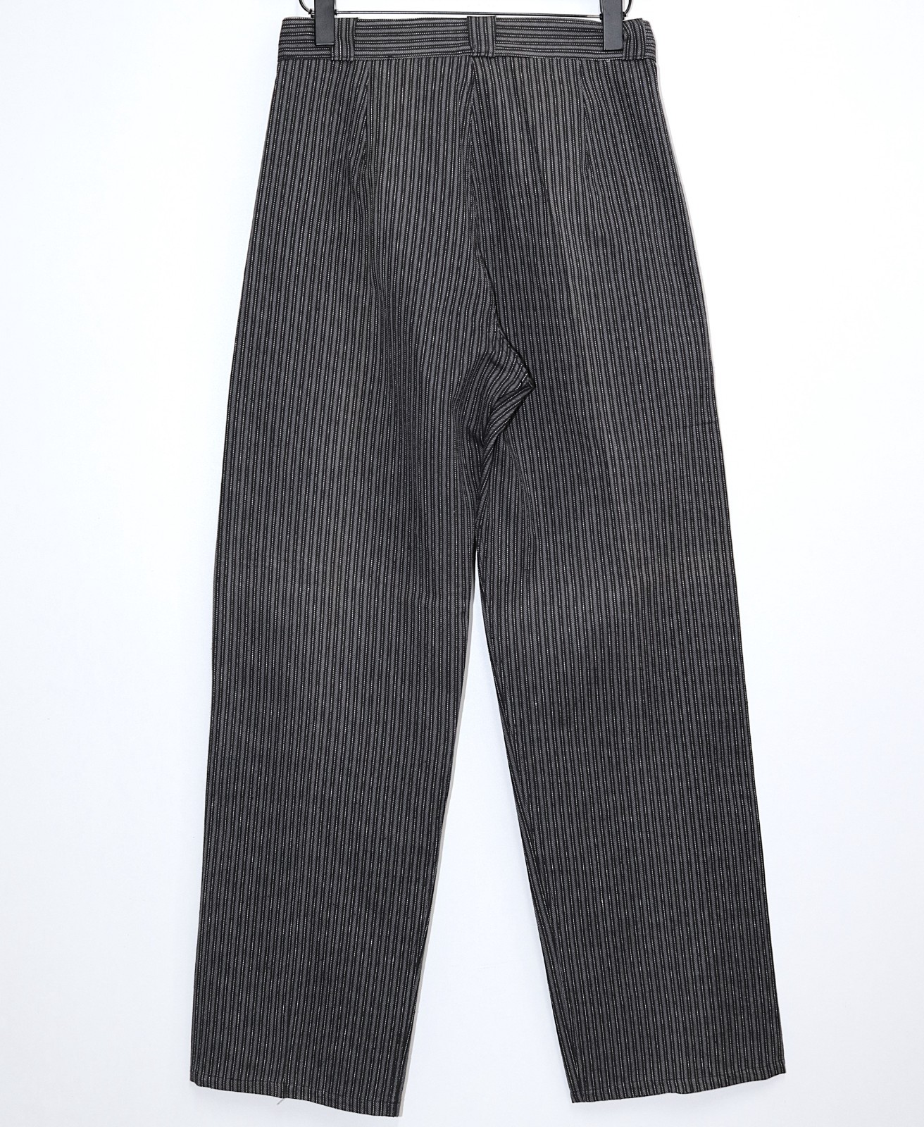 New French 1940s Grey Striped Woven Cotton Work Peasant Pants W30 Made in France