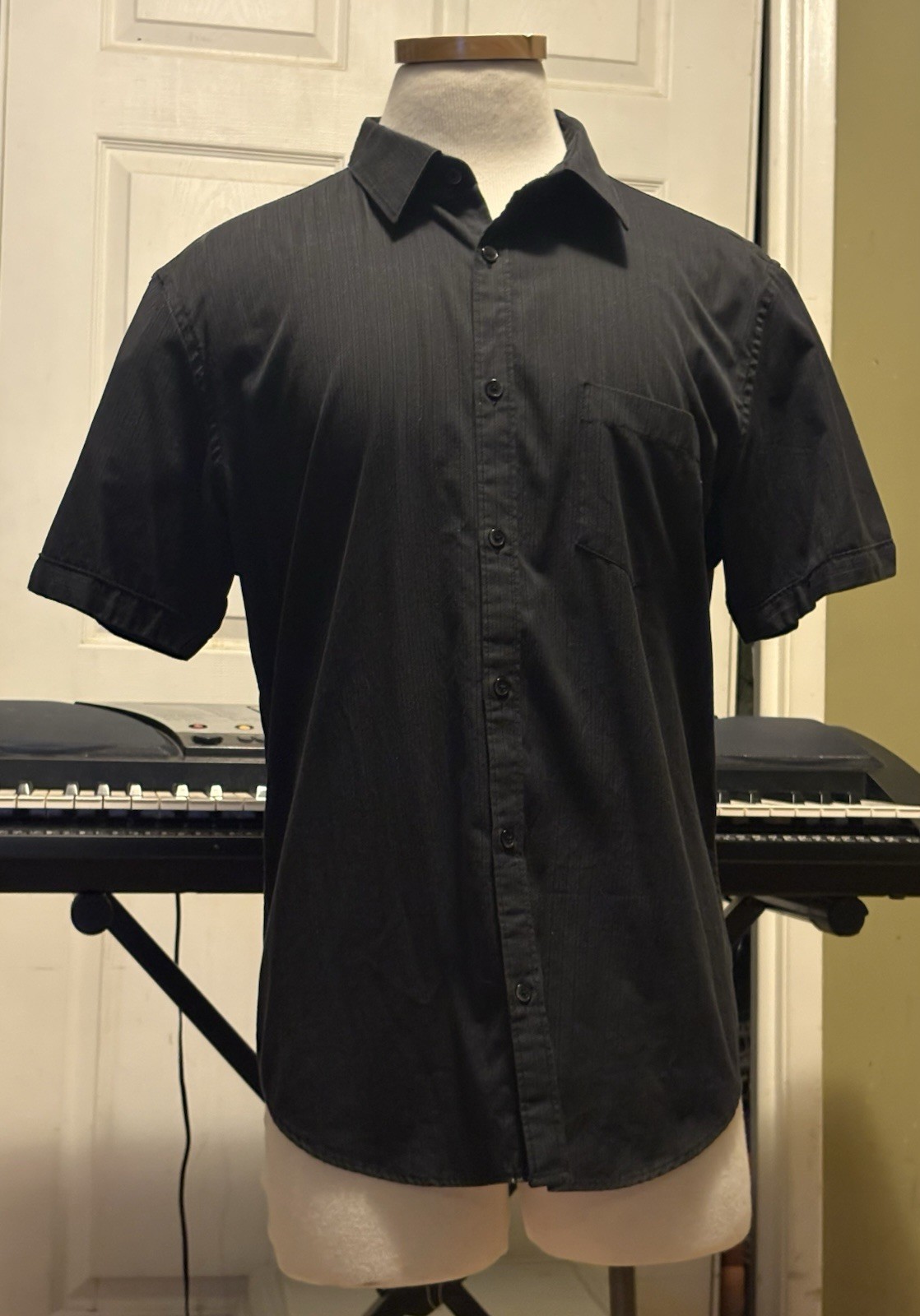 Vintage Calvin Klein 100% Cotton Size L Black Casual Button Shirt