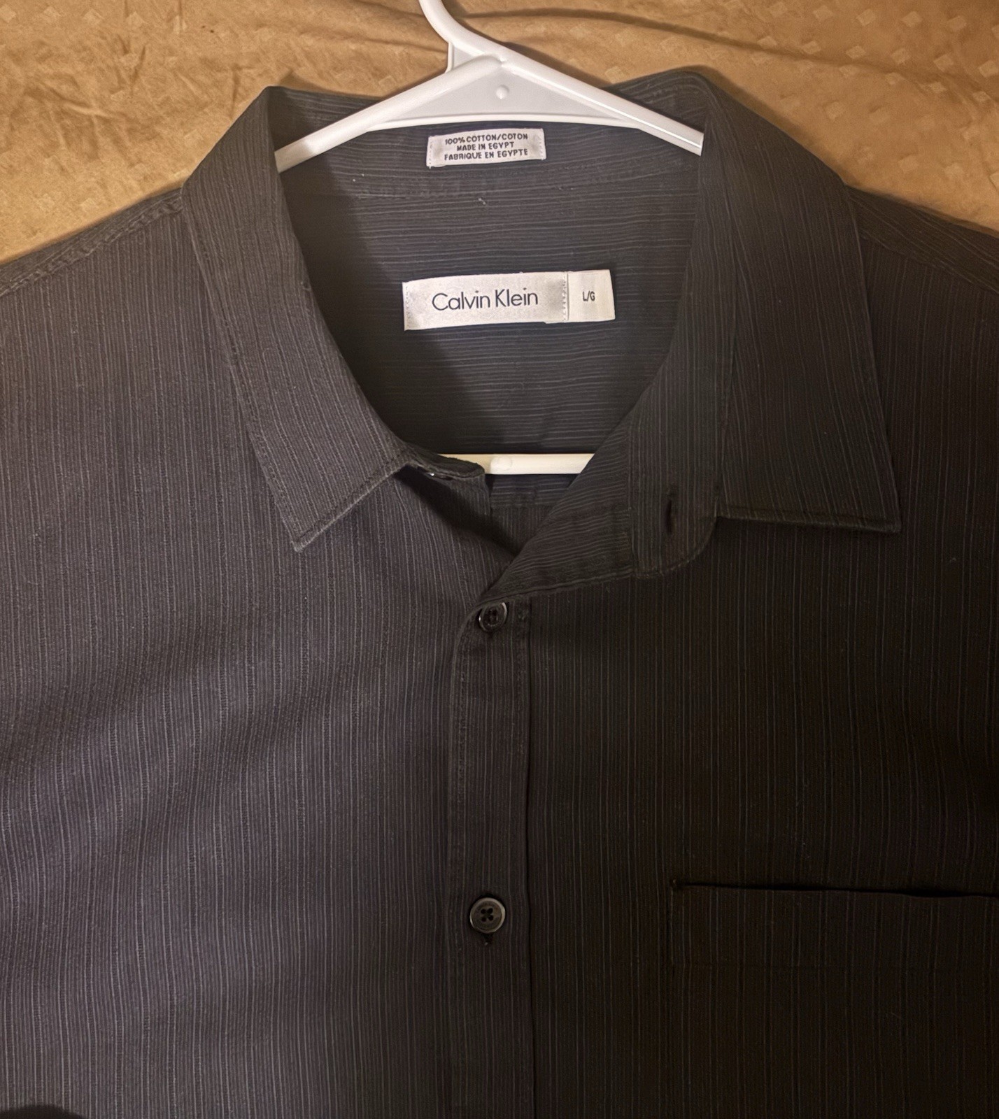 Vintage Calvin Klein 100% Cotton Size L Black Casual Button Shirt