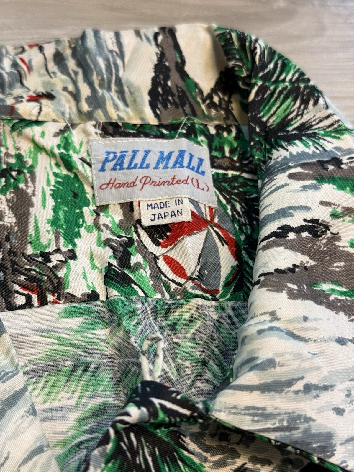 Vintage 1950s Pall Mall Rayon Hawaiian Aloha Shirt Made In Japan Loop Collar L