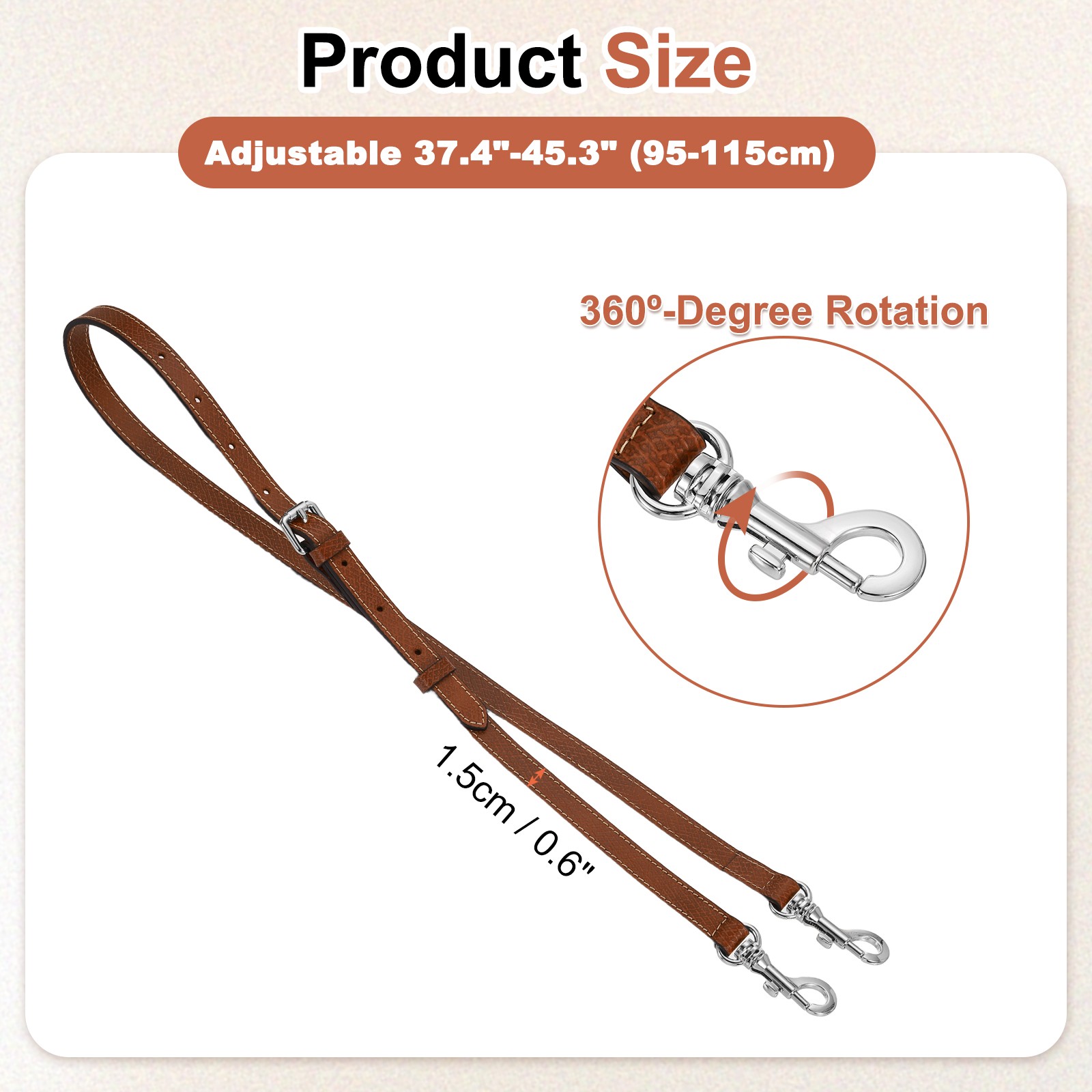 Bag strap 95-115cm, cross straps (brown, silver buckle)