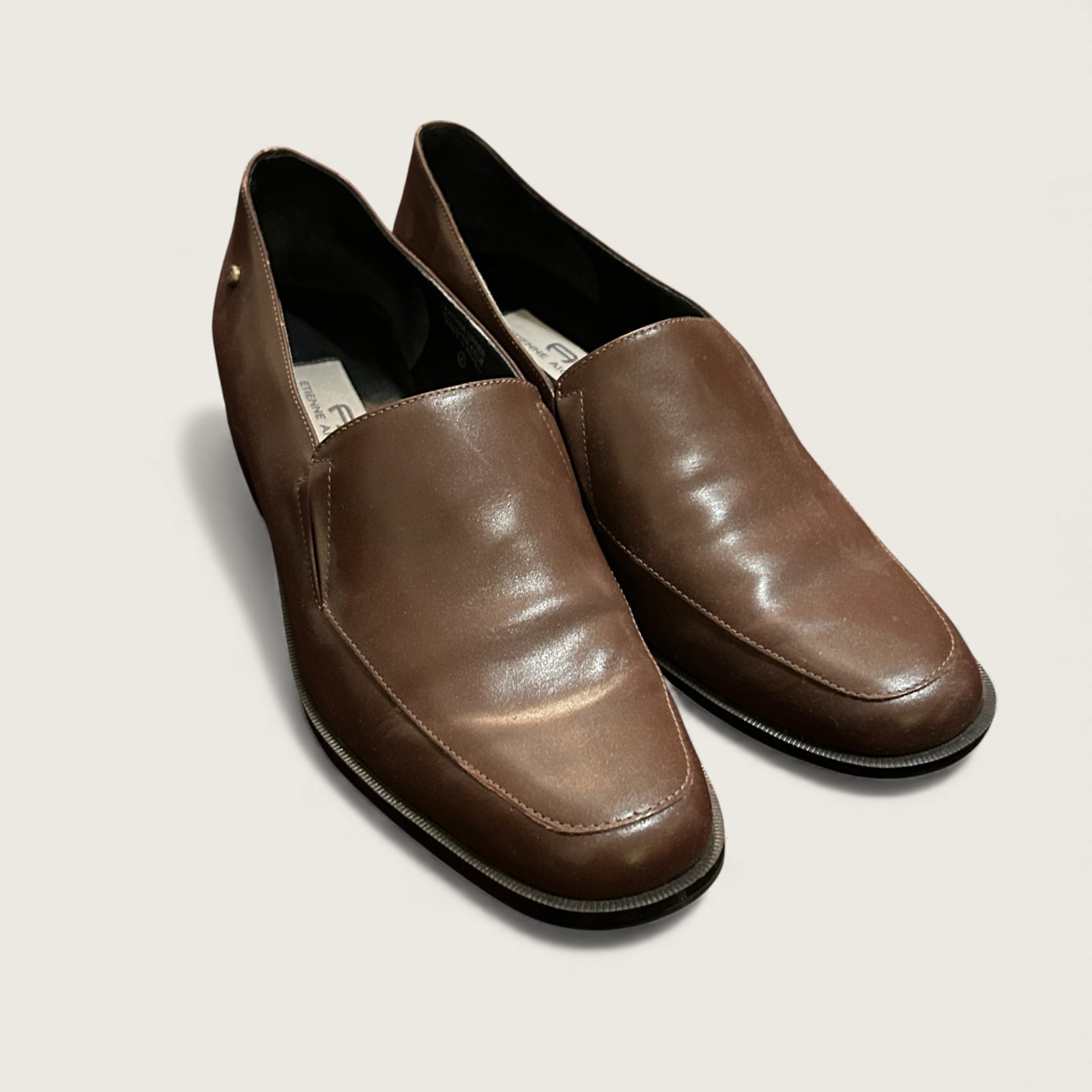 Vintage Etienne Aigner Stamford Loafers Brown Leather Size 9.5 M Slip-On