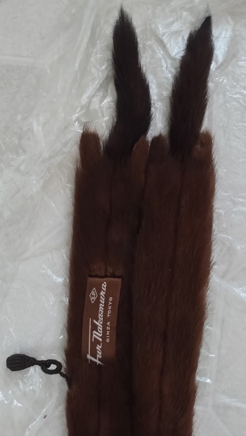 Vintage Fur Nakamura 6 Pelt Brown Mink Fur Stole Wrap Ginza Toyko, Never Worn