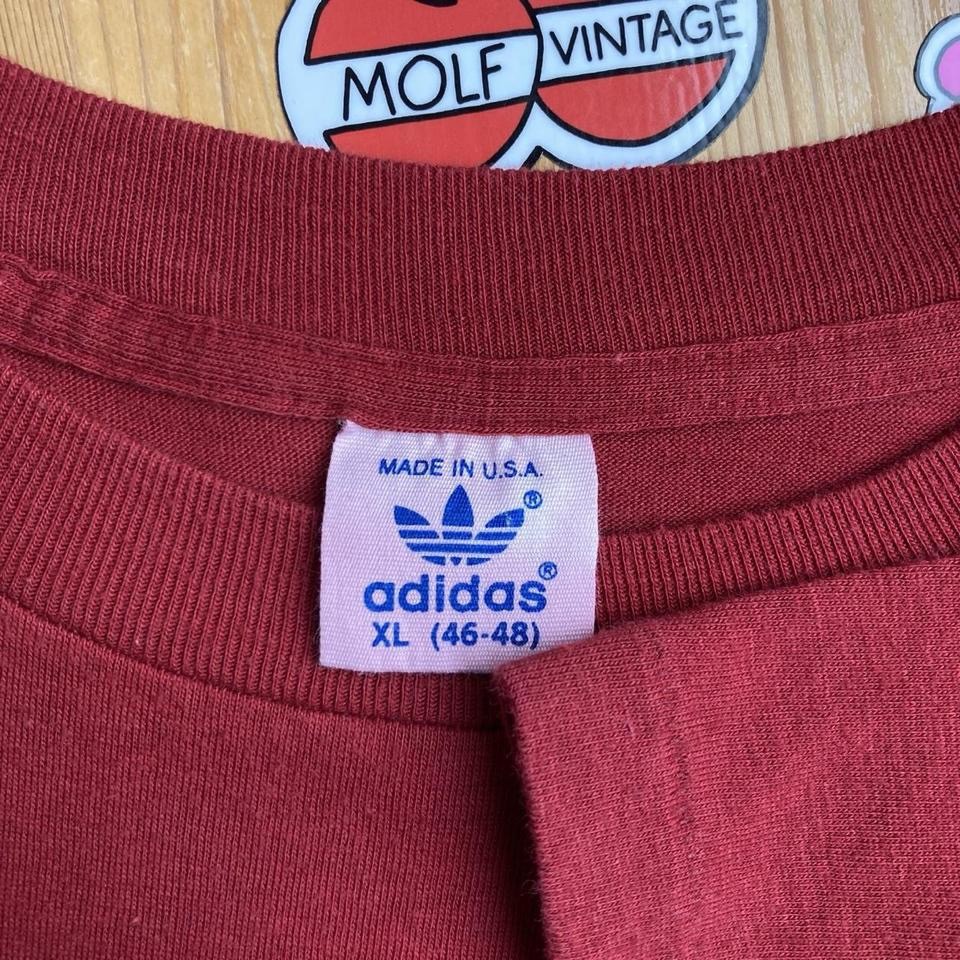Vintage 80s Adidas Trefoil Maroon T-shirt | Size Mens Large USA 50/50