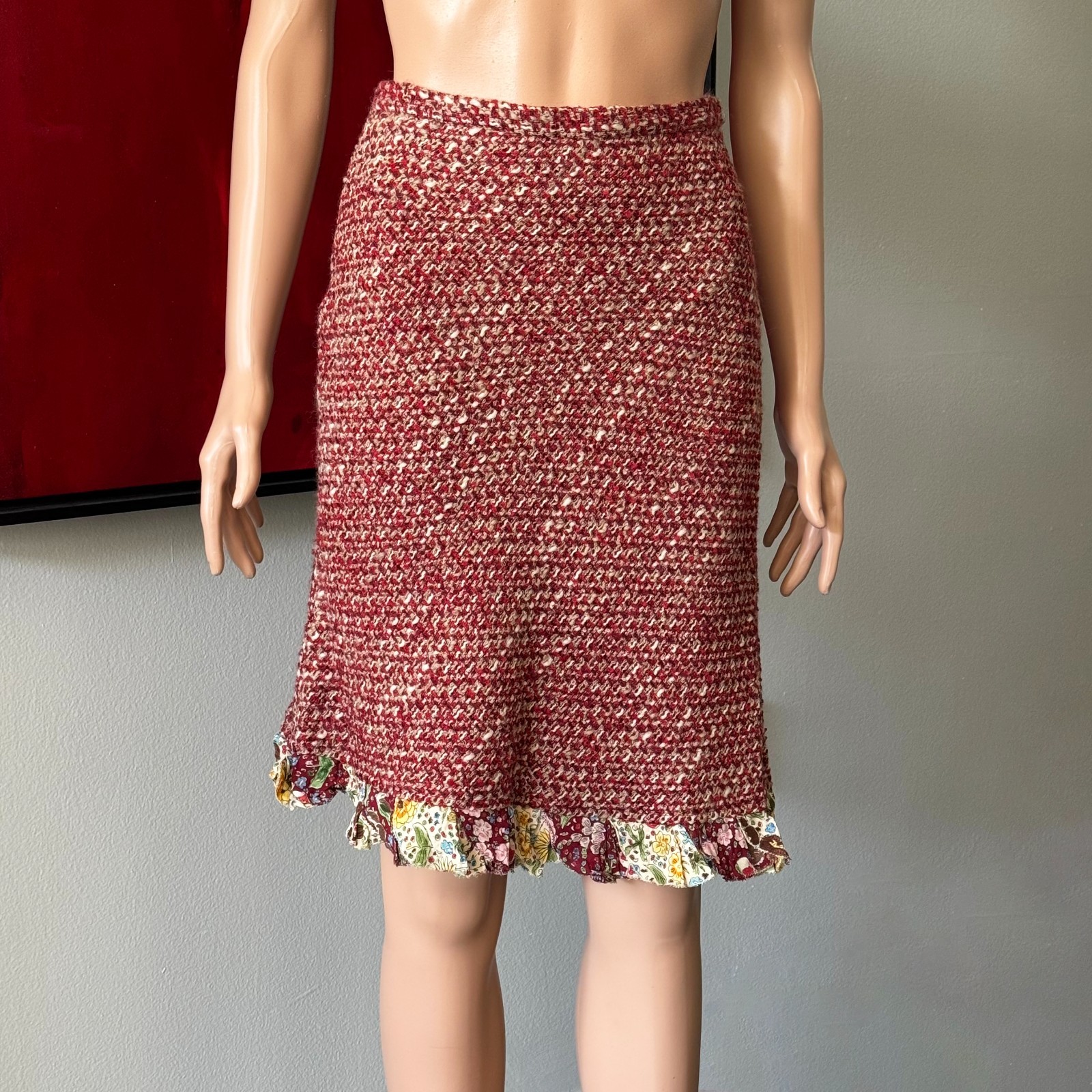 MOSCHINO CHEAP AND CHIC tweed wool & mohair asymmetrical skirt size 38