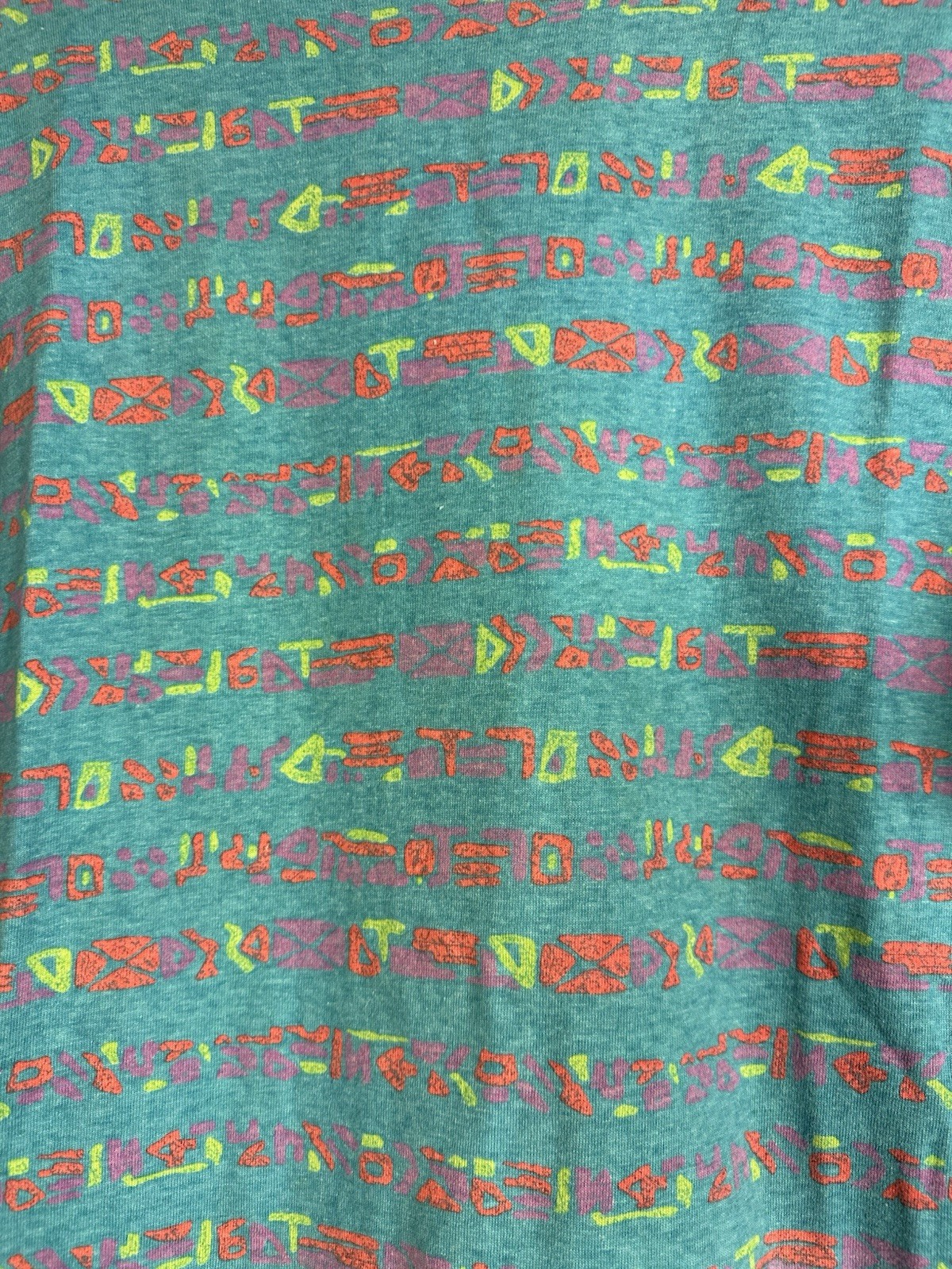 Vtg 80s 90s O’Neill Alien Typing All Over Print Neon Surf T-shirt