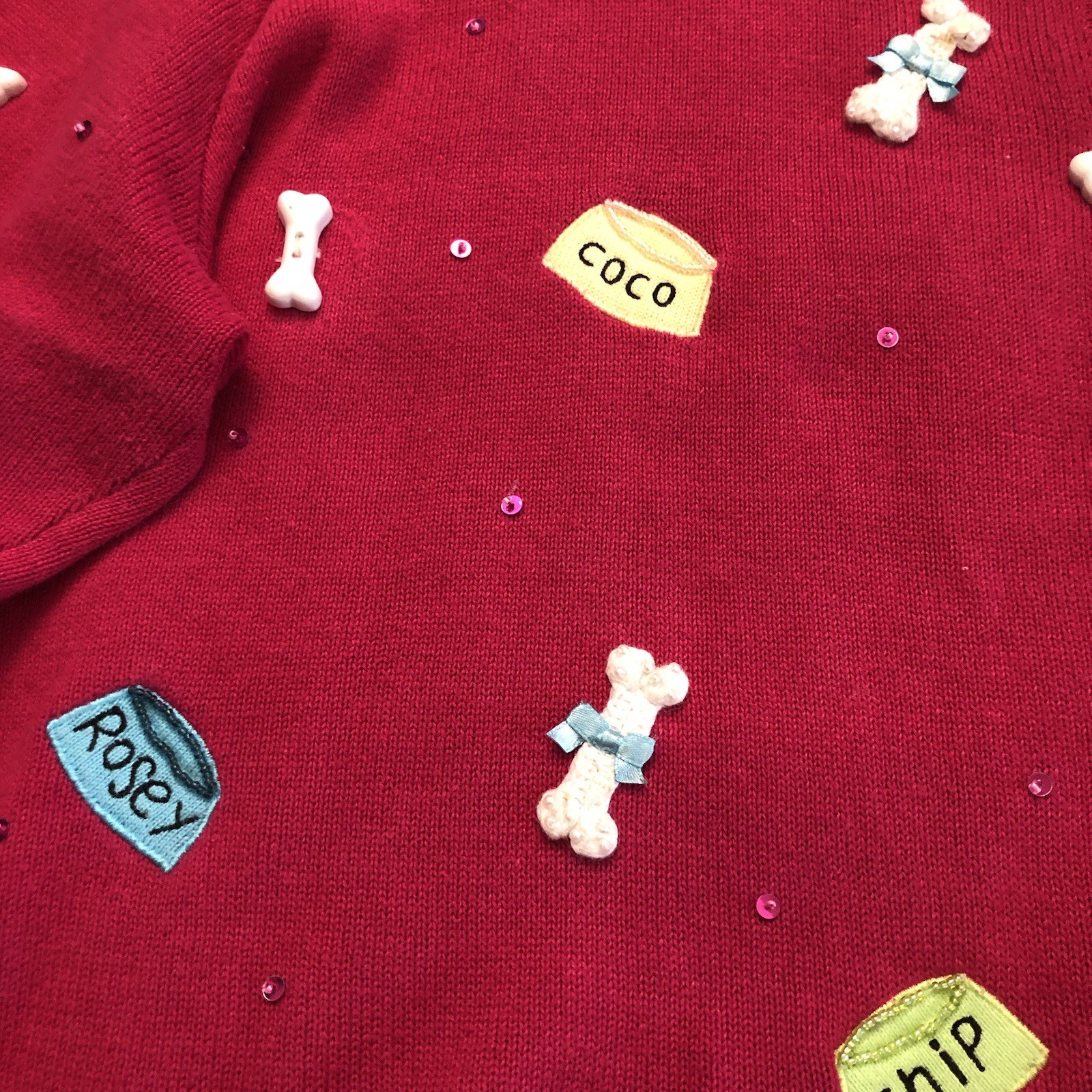 Vintage Berek Dog Show Beaded Embroidered Long Sleeves Fuchsia Sweater size 2X