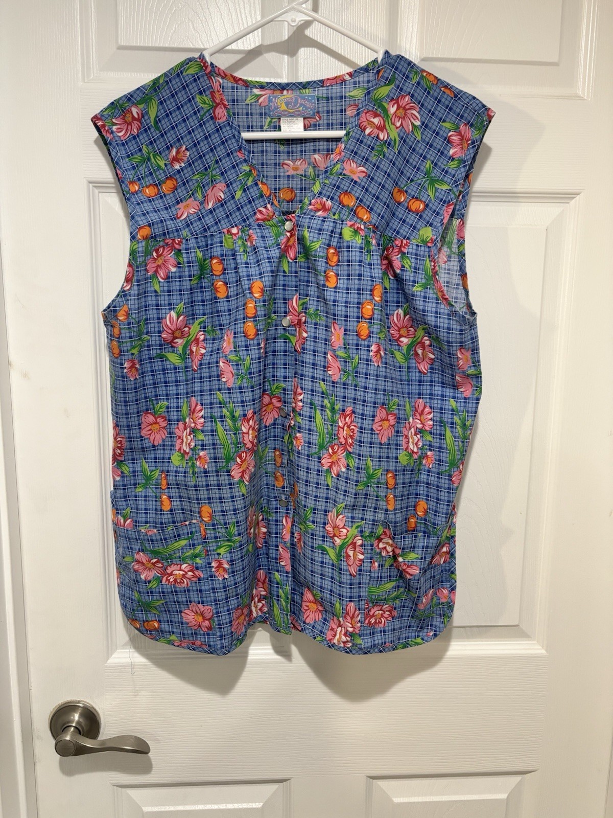 Moon Dance Vintage Sleeveless Smock Pearl Snap Closure w/Front Pockets Size 1X