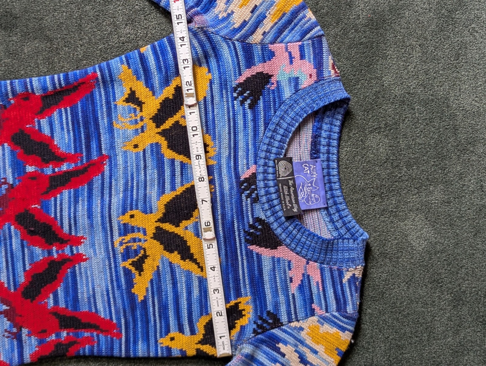 1970s Betsey Johnson Alley Cat Bird Sea Knit Sweater Dress Sz XS/S