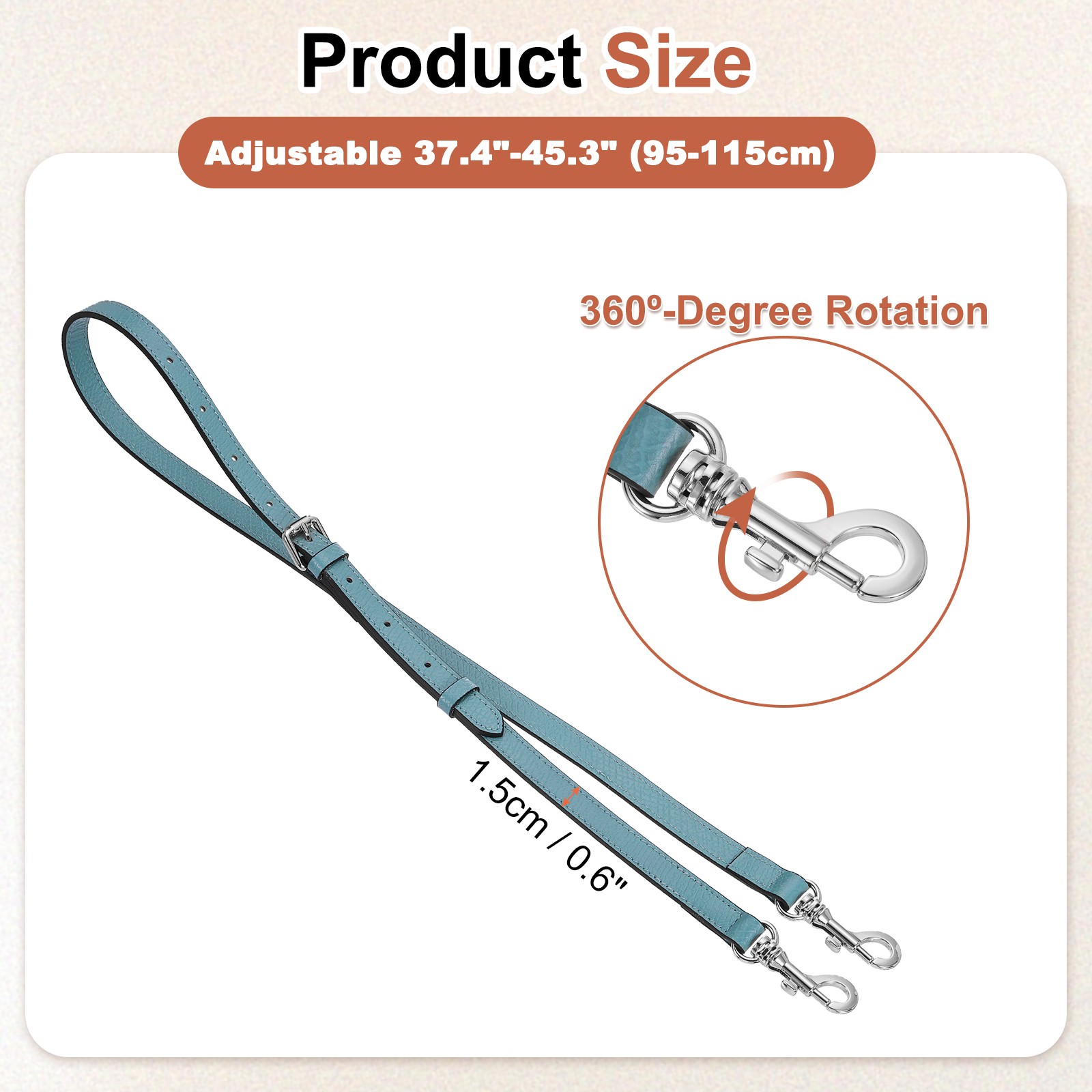 Bag strap 95-115cm shoulder strap (blue, silver buckle)