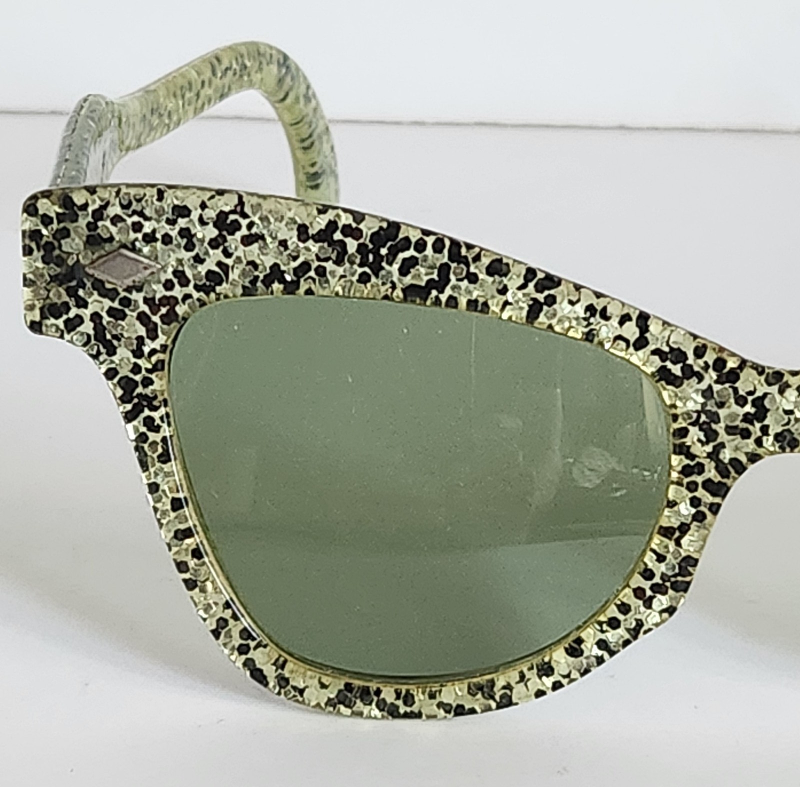 Vintage Mid Century Sunglasses 1950s – 1960s Gold Black Glitter