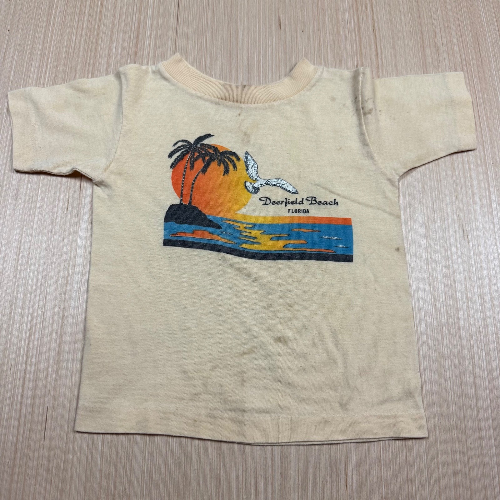 Vintage 70s 80s Florida Toddler T shirt sunset Deerfield Beach unisex kids S
