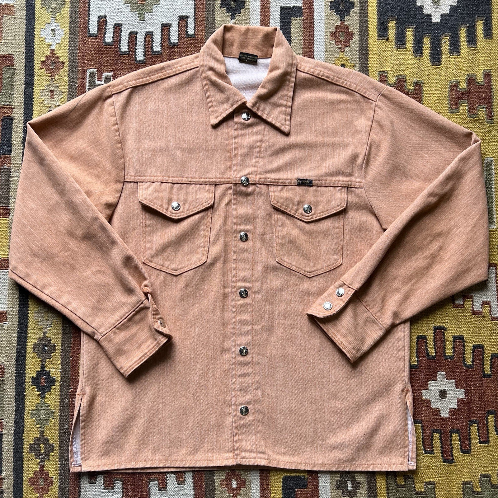 Vintage 1960s 70s Big Yank Selvedge Cotton Blend Shirt Jacket – Orange