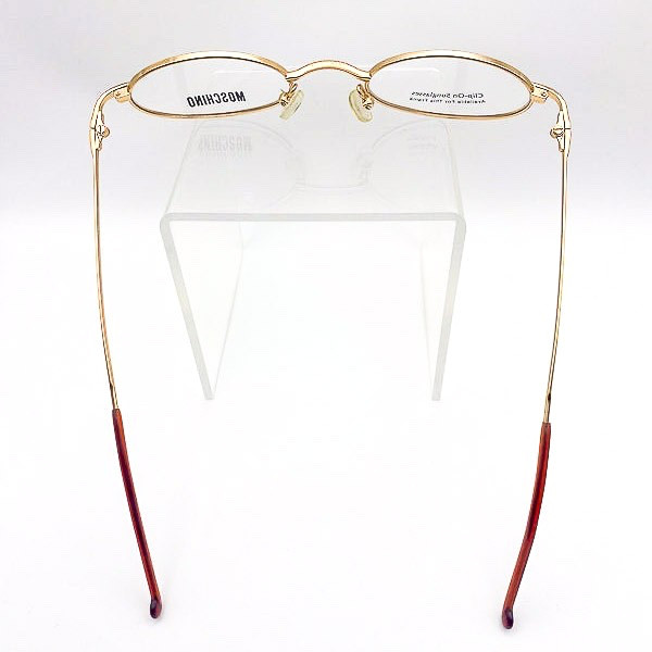 Vintage 1990s Moschino Gold Oval Eyeglass Frames Made in Italy NOS