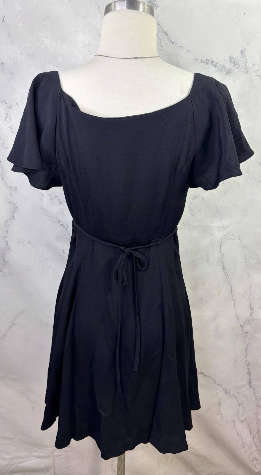 Betsey Johnson 90s USA Dress Sz M Fit Flare Black Punk Goth Emo Button Witchy