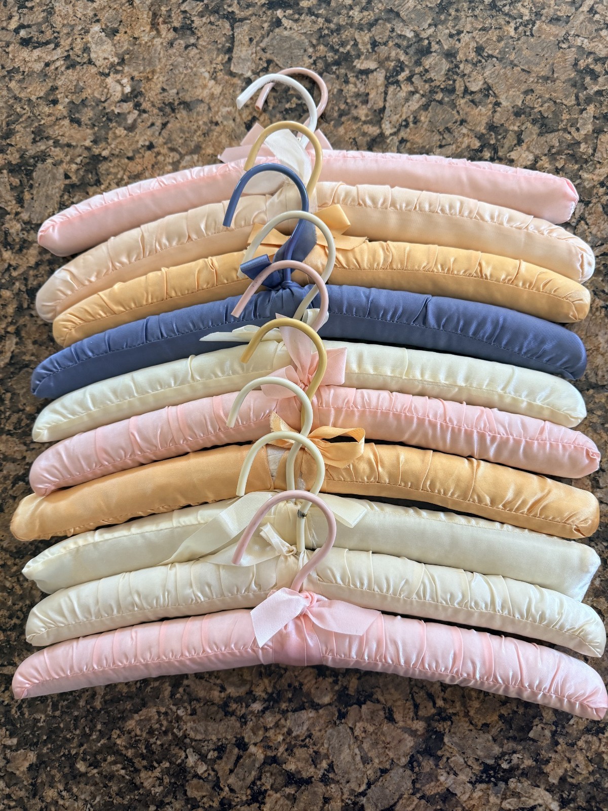 Vintage Padded Silk Satin Clothes Hangers Lot of 10 Multiple Colors
