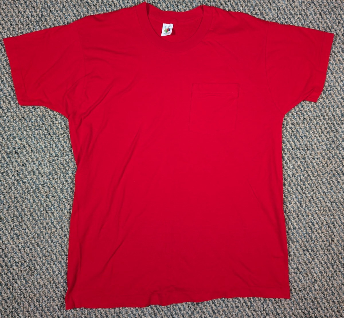 Vintage 90s Fruit of The Loom Red Pocket T Shirt Mens XL Single Stitch