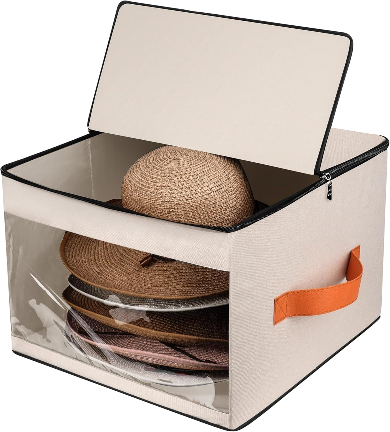 Upgraded Hat Storage Box for Women & Men,Closet Hat Boxes Organizer Bag with Dus